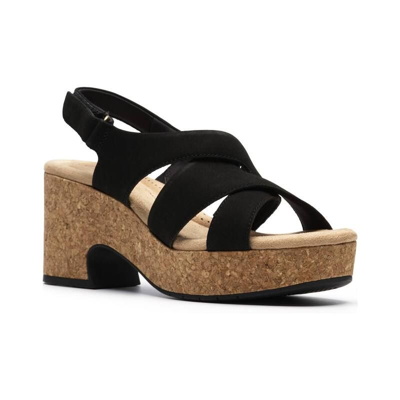 クラークス レディース シューズ サンダル Clarks Nerisa Grace Womens Wedge Sandals Black Nubuck ブラック