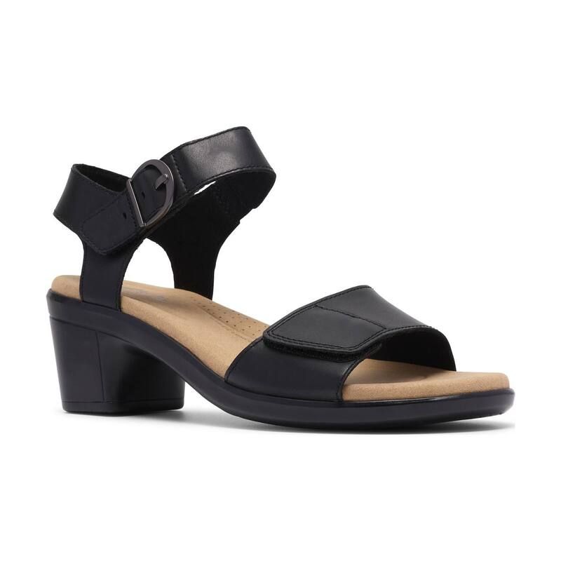 クラークス レディース シューズ サンダル レザー ヒール Clarks Emily2 Amanda Womens Heeled Leather Slingback Sandals Black Lea