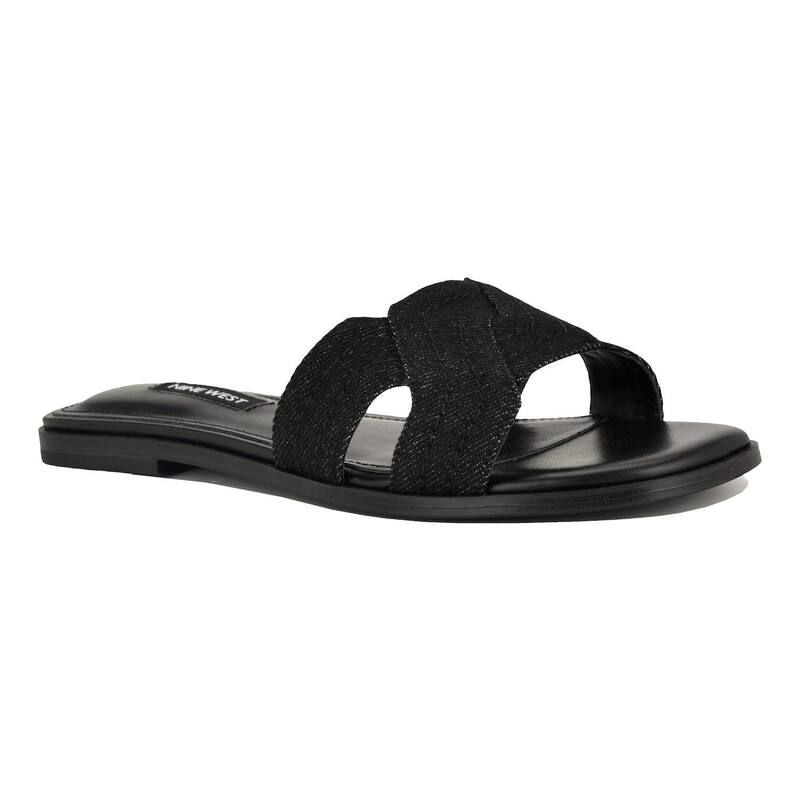 ナインウェスト レディース シューズ サンダル Nine West Gammy Womensquare Toe SlipOn Casual Flat Sandals Black Denim ブラック