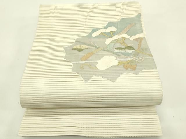 平和屋着物＊夏物　八寸名古屋帯　絽綴れ　草花文　金銀糸　正絹　逸品　CABI5315rv