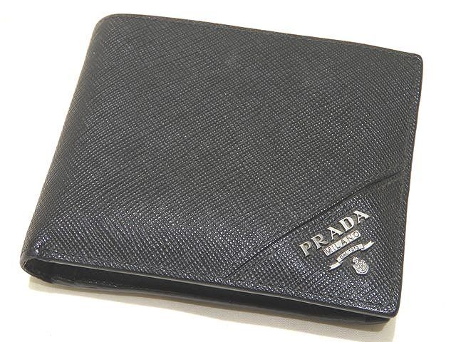 PRADA プラダ 2つ折り 財布 2M0738 ☆ メンズ ブラック サフィアーノ