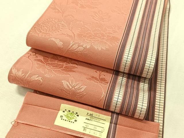 平和屋着物●本場筑前博多織　半幅帯　小袋帯　田中利弘作　更紗唐草間道　証紙付き　正絹　逸品　CABI4126vp
