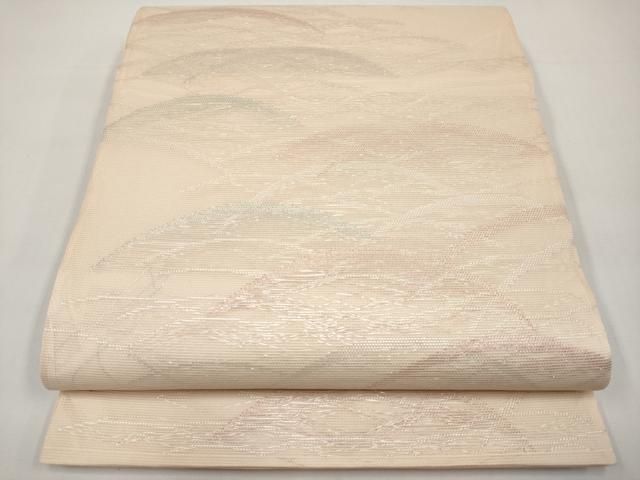 平和屋着物＊夏物　六通柄袋帯　芝草文　銀糸　正絹　逸品　CABI8408tx