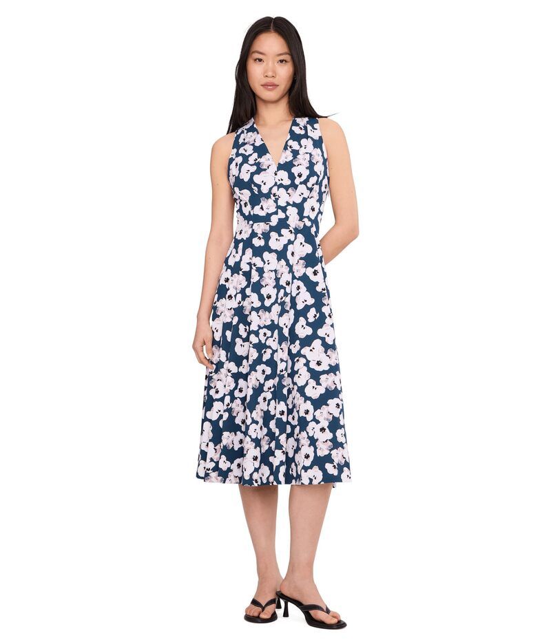 カルバンクライン レディース トップス ワンピース Vネックレープ A ライン フラワー柄 スキューバ ノースリーブ フラワー Calvin Klein Sleeveless Floral Scuba