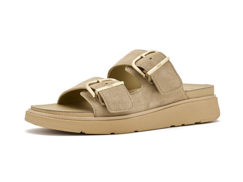 フィットフロップ レディース シューズ ヒール スエード FitFlop Gen FF Buckle Two Bar Suede Slides Cappuccino