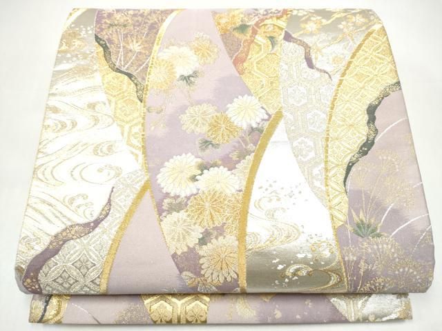 平和屋着物●西陣　河瀬満織物謹製　六通柄袋帯　蒔絵青海小花文　金銀糸　引箔　正絹　逸品　CABI0351hy