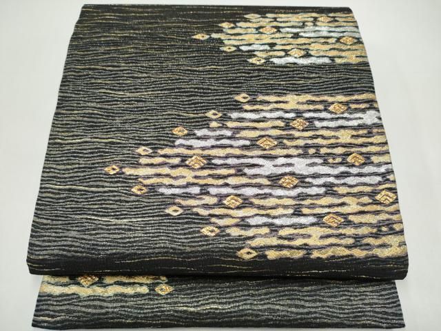 平和屋着物●六通柄袋帯　霞文　金銀糸　正絹　逸品　CABI0353hy
