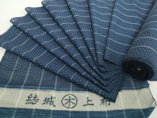 平和屋着物＊夏物　結城上布　反物　着尺　間道　逸品　未使用　DABH2135zzz