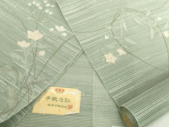 平和屋着物＊夏物　西陣　一秀織物　名古屋帯　帯反物　桔梗　金銀糸　証紙付き　逸品　未使用　DABH2153zzz