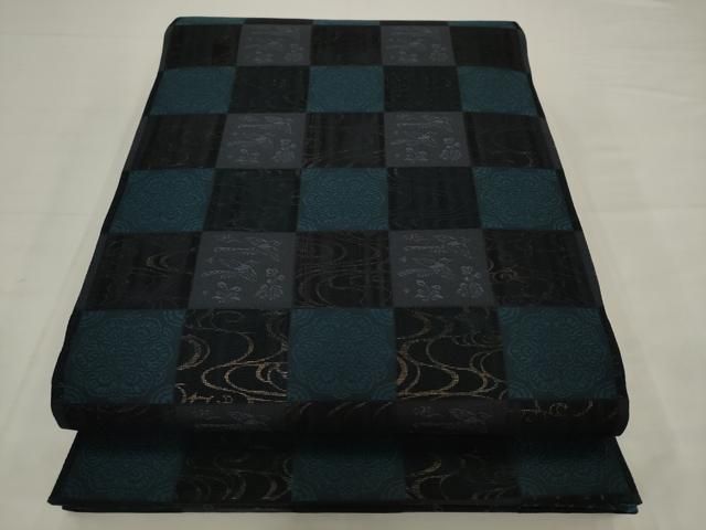 平和屋着物●両面全通柄袋帯　流水花鳥文　正絹　逸品　AABJ6958pf
