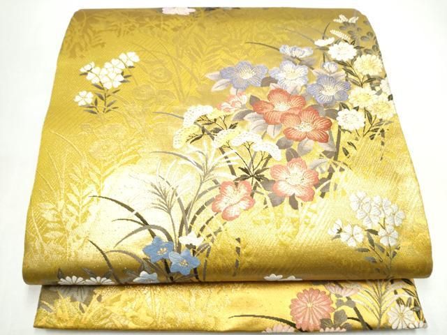 平和屋着物●六通柄袋帯　唐織　麗花苑　金糸　正絹　逸品　CABI8801hy