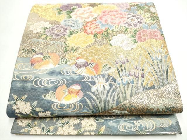 平和屋着物●六通柄袋帯　唐織　花鳥慶彩錦　金銀糸　正絹　逸品　CABI8808hy