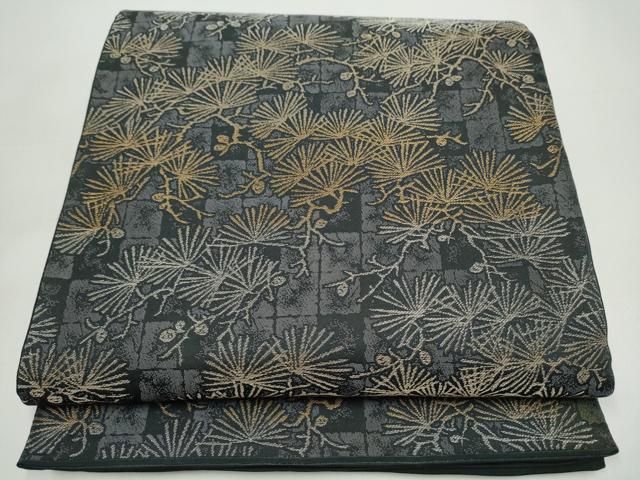 平和屋着物●全通柄袋帯　松　金銀糸　正絹　逸品　CABI8813hy