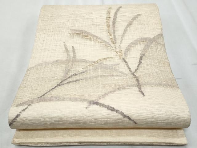 平和屋着物＊夏物　太鼓柄袋帯　すくい織　芒　金銀糸　正絹　逸品　CABI5612fb