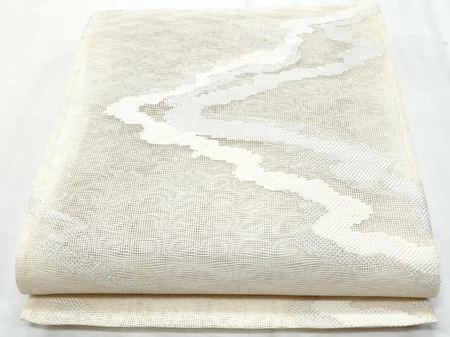 平和屋着物＊夏物　六通柄袋帯　流線文　銀糸　正絹　逸品　CABI5614fb