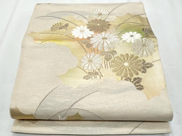 平和屋着物＊夏物　六通柄袋帯　唐織　枝菊文　金糸　正絹　逸品　CABI5617fb