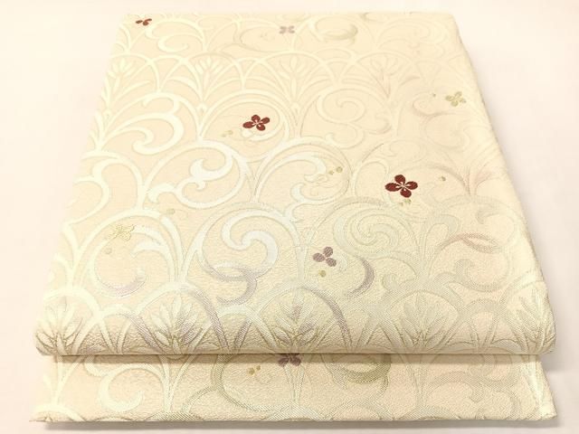 平和屋着物●西陣織　六通柄袋帯　花唐草文　金糸　正絹　逸品　未使用　CABI4164vp