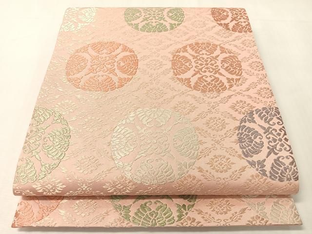 平和屋着物●西陣の名門　加納幸謹製　六通柄袋帯　唐織　花唐草丸文　金糸　正絹　逸品　CABI4368vp