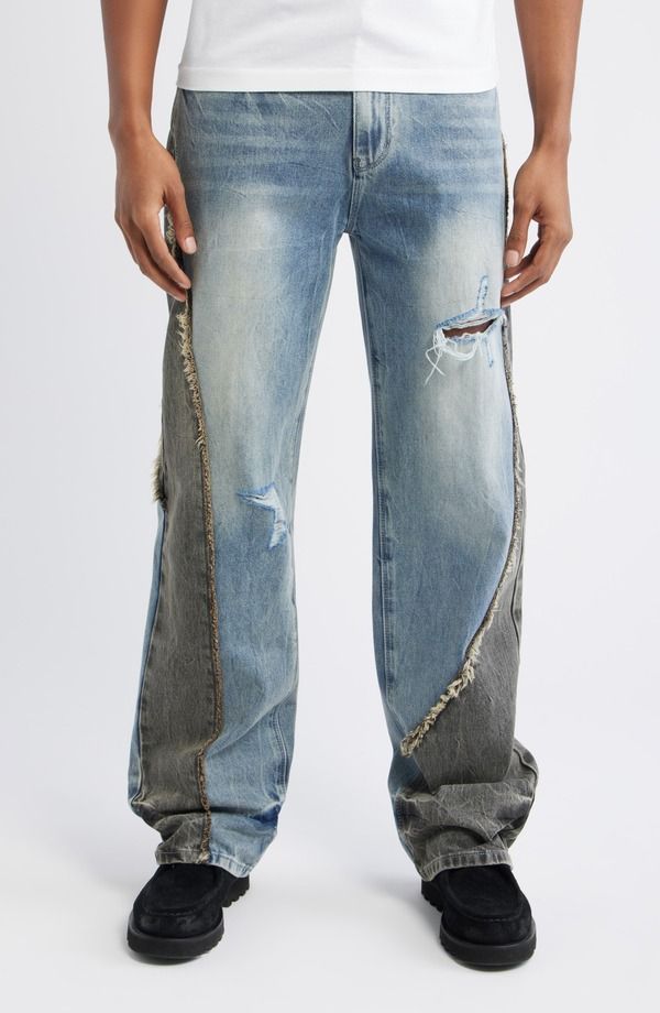 アールティーエー メンズ ボトムス デニムパンツ スリムフィット ジーンズ RtA Tucker Slim Fit Distressed Jeans Ash Blue Split アッシュ