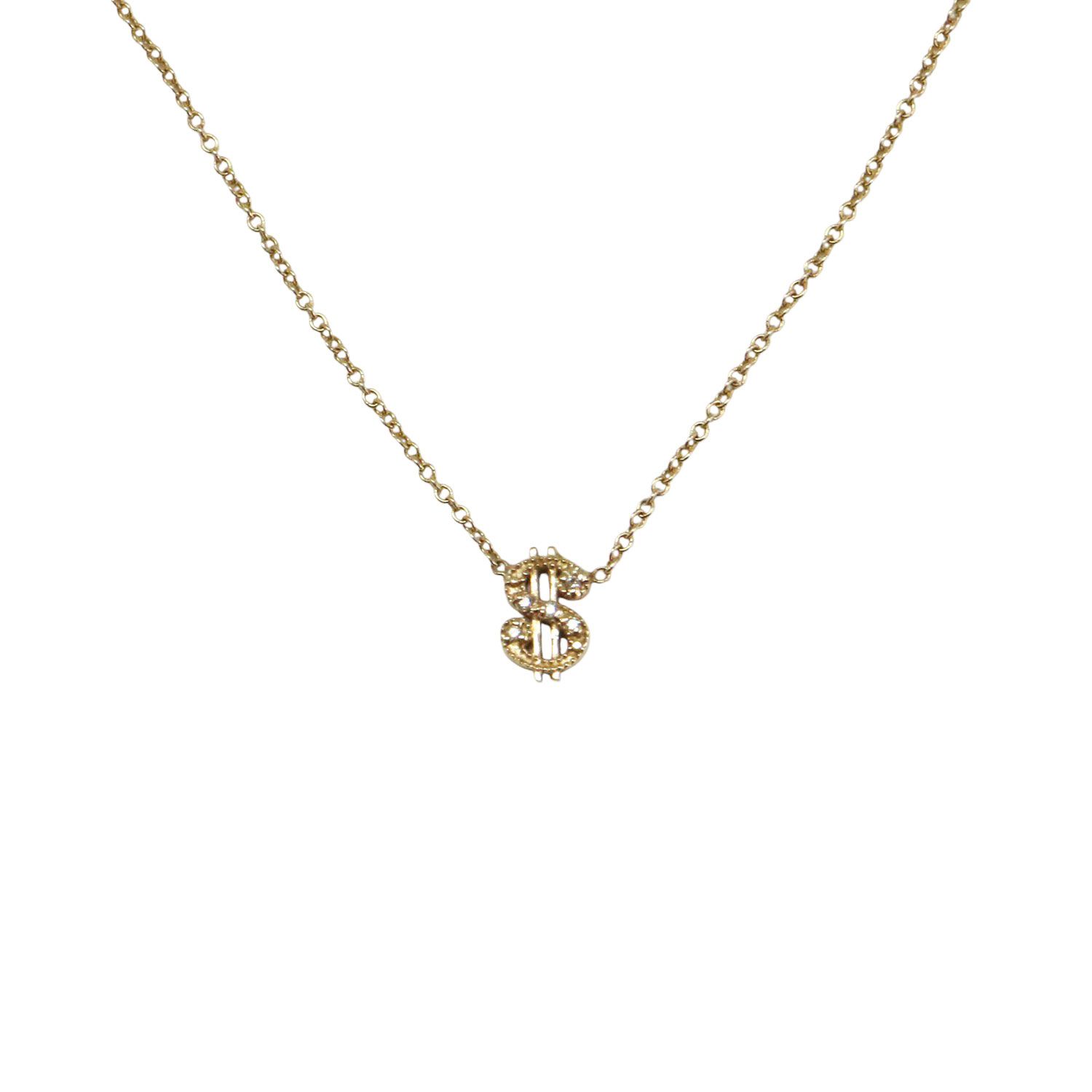 NO BRAND JEWELRY | K14 ダイヤモンド ドルモチーフ ネックレス | ペンダント チェーン | イエローゴールド | アクセサリー ジュエリー ファッション アイテム【レディース】【中古】