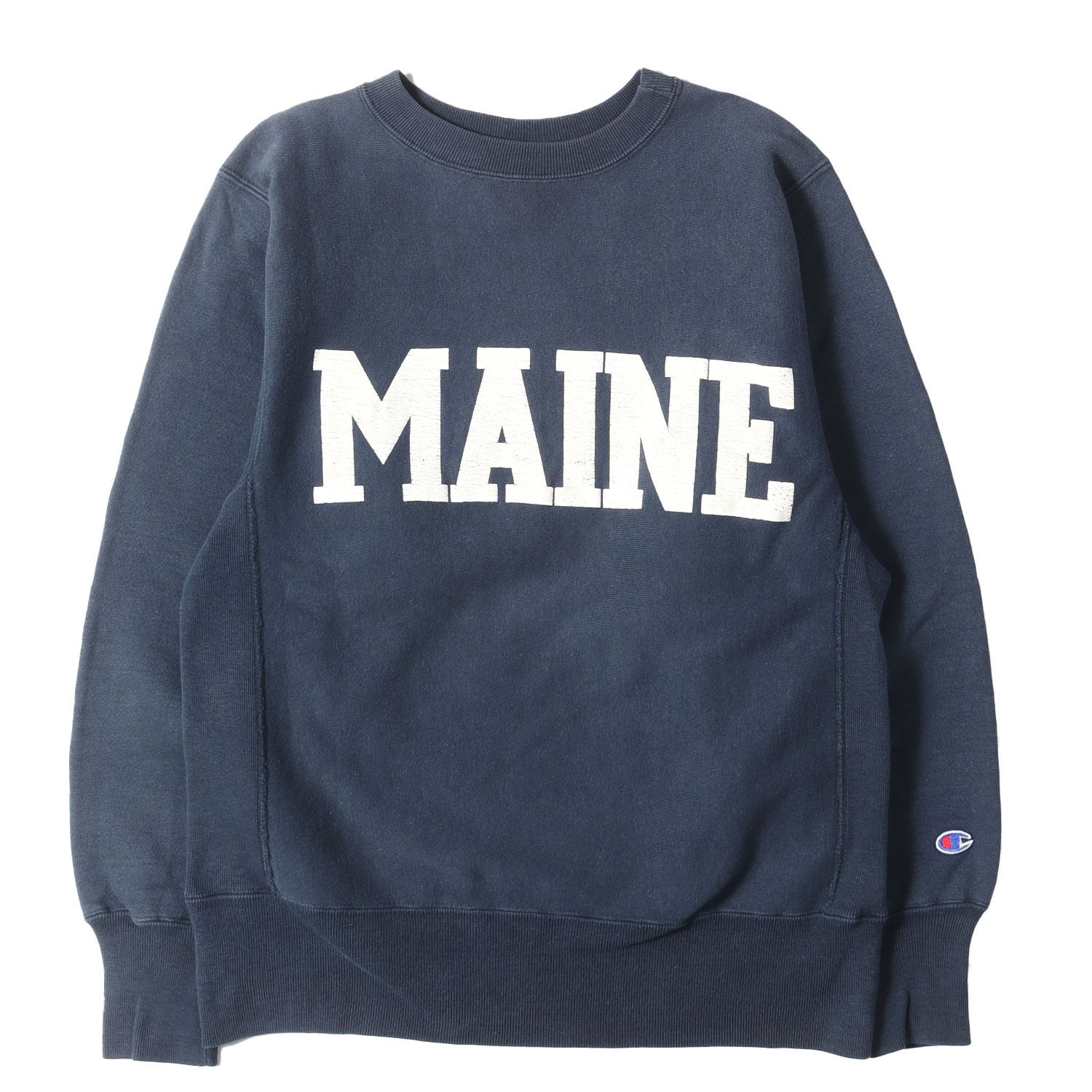 Champion チャンピオン スウェット ネイビー ホワイト サイズ:M | USA製 刺繍タグ | 90s カレッジロゴ リバースウィーブ スウェットシャツ | メイン大学 MAINE | 90年代 古着 ヴィンテージ | トップス トレーナー【中古】