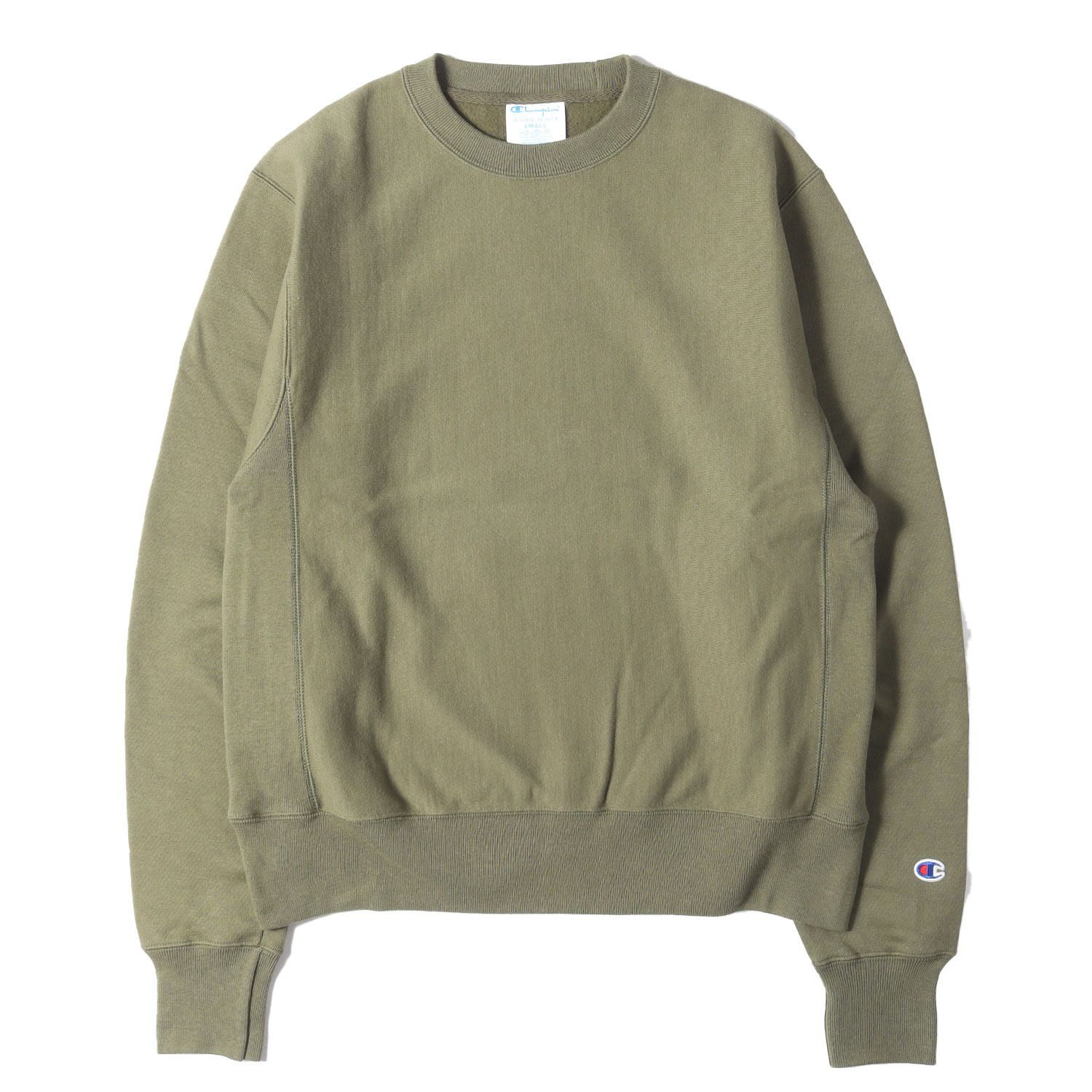 【美品】Champion チャンピオン スウェット オリーブ サイズ:S | US企画 日本未発売 | 目なし 無地 リバースウィーブ スウェットシャツ | トップス トレーナー【メンズ】【中古】