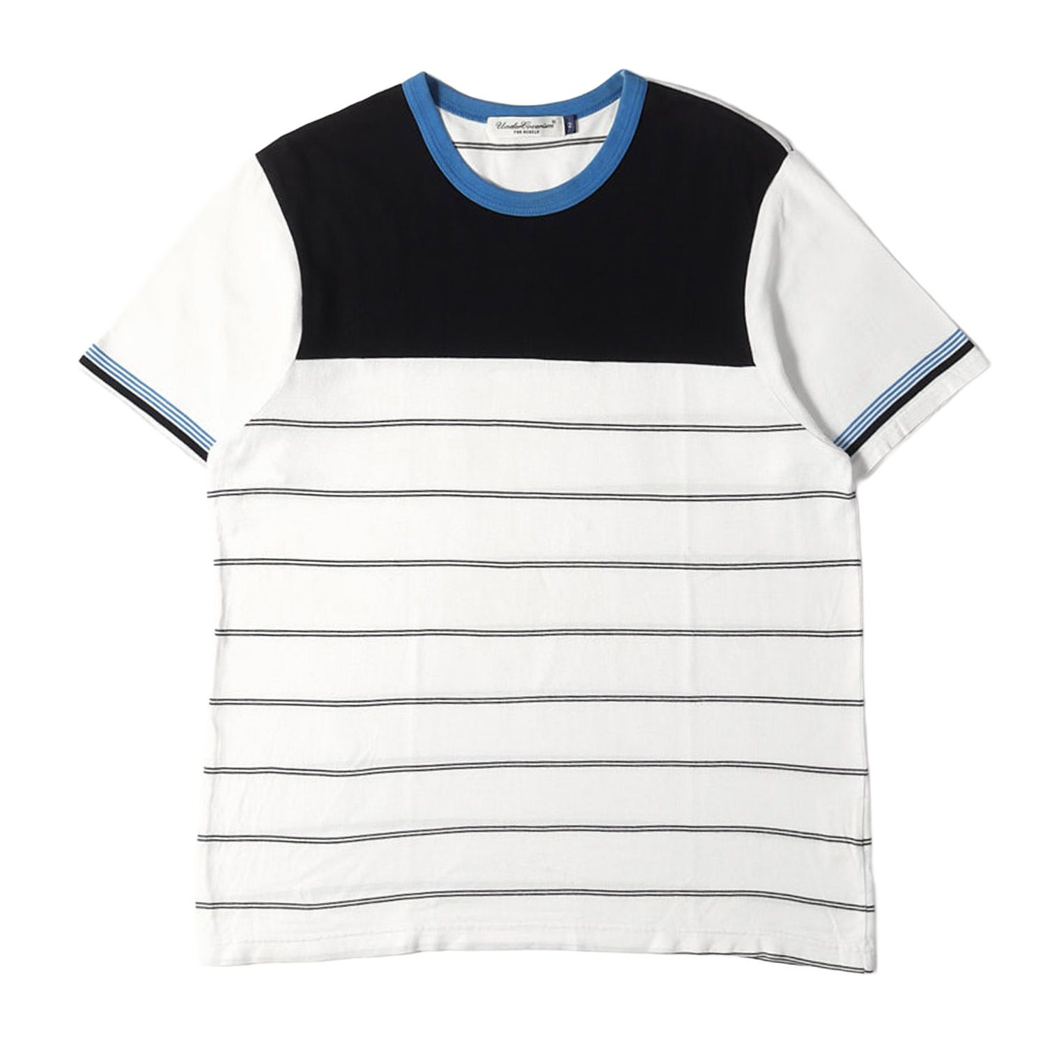 UNDERCOVER アンダーカバー Tシャツ ホワイト ブラック 白黒 サイズ:2 | パネル ボーダー クルーネック Tシャツ | トップス カットソー 半袖【メンズ】【中古】