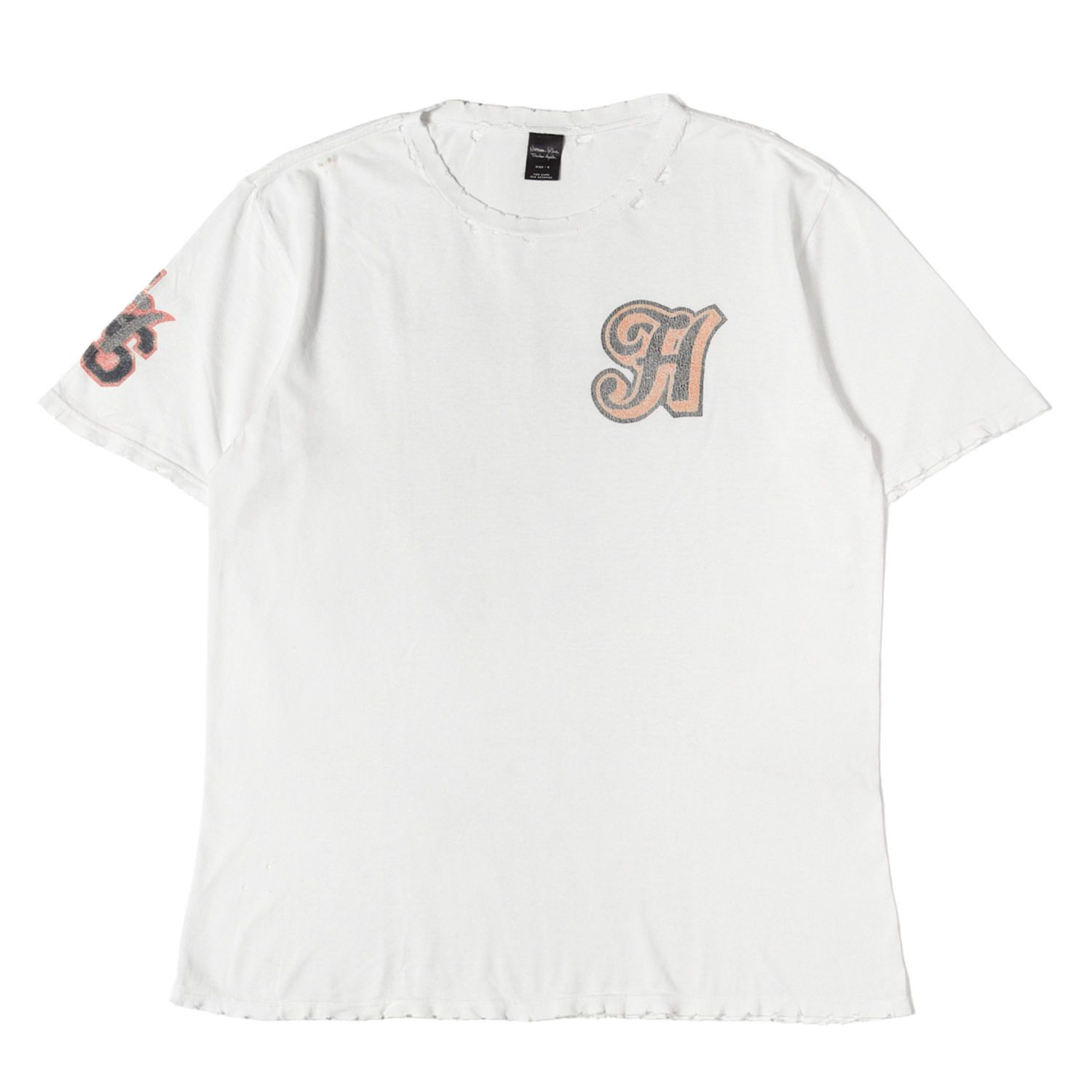 NUMBER (N)INE ナンバーナイン Tシャツ ホワイト 白 サイズ:5 | 00AW THS期 ダメージ加工 転写プリント クルーネック Tシャツ | 00年代 アーカイブ | トップス カットソー 半袖【メンズ】【中古】