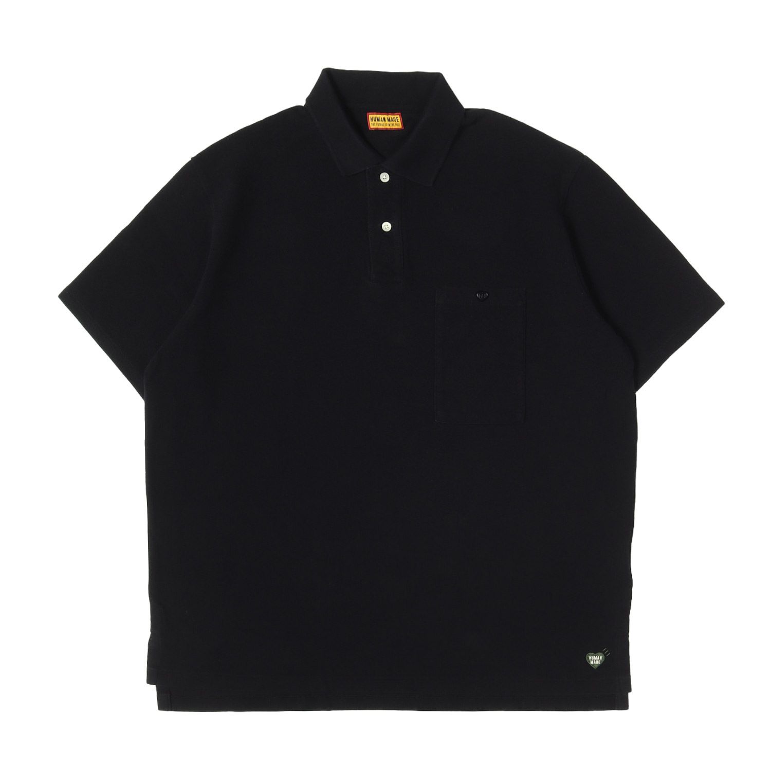 HUMAN MADE ヒューマンメイド ポロシャツ ブラック 黒 サイズ:L | 25SS ハートパッチ ビッグサイズ 鹿の子 ポロシャツ(BIG POLO SHIRT) | トップス 半袖【メンズ】【中古】
