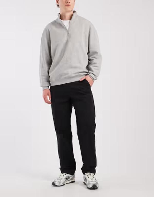 エイソス メンズ ボトムス カジュアルパンツ カーゴパンツ ASOS DESIGN straight cargo pants in slubby twill Black ブラック