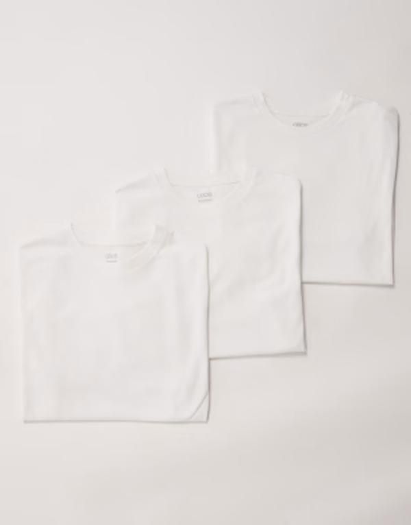 エイソス メンズ トップス Tシャツ クルーネック ASOS DESIGN Essentials 3 pack Tshirts with crew neck WHITE ホワイト