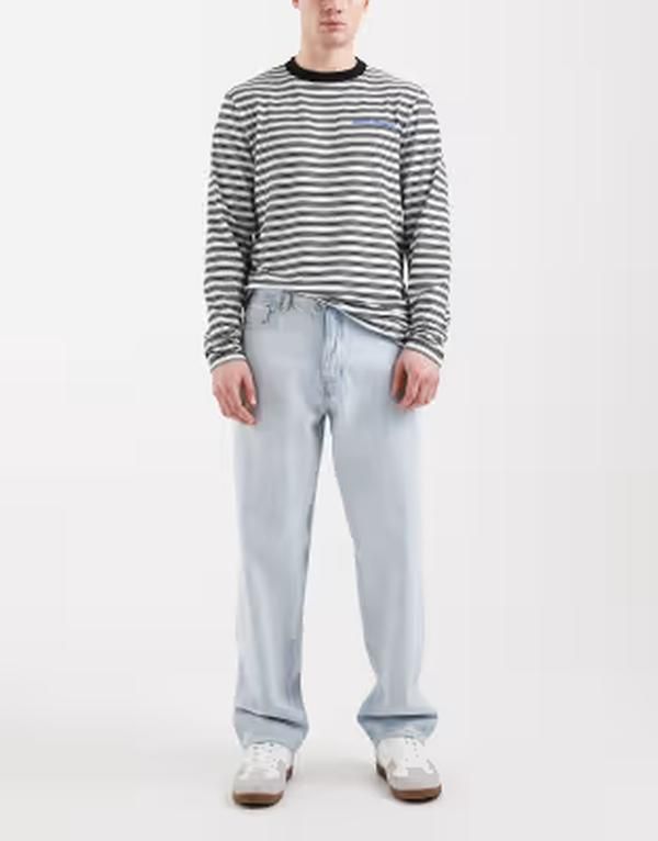 オンリーアンドサンズ メンズ ボトムス デニムパンツ ジーンズ ONLY SONS loose fit jeans in bleached light blue wash Light Bleached