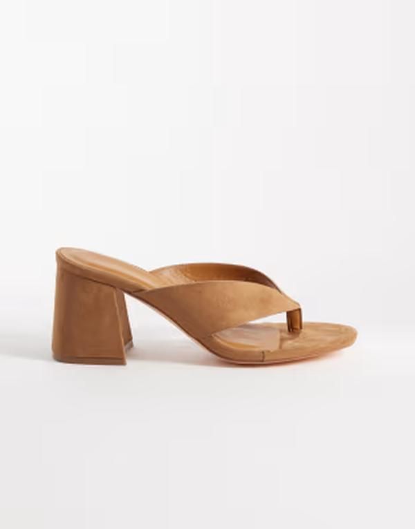 ロンドンレベル レディース シューズ サンダル ヒール London Rebelle heeled flip flop sandals in mocha モカ