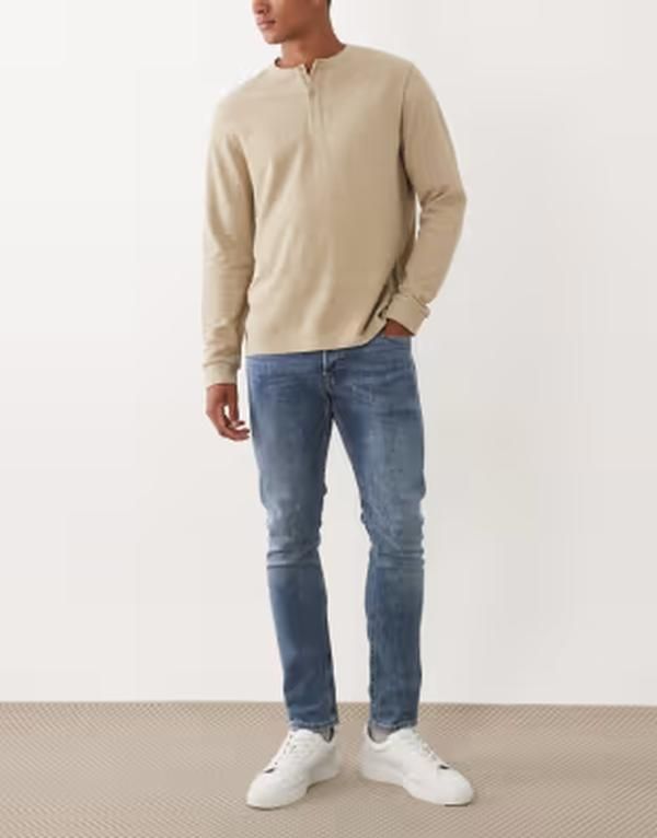 ジャック アンド ジョーンズ メンズ ボトムス デニムパンツ スリムフィット ジーンズ Jack Jones Glenn slim fit jeans in mid Blue Denim デニム