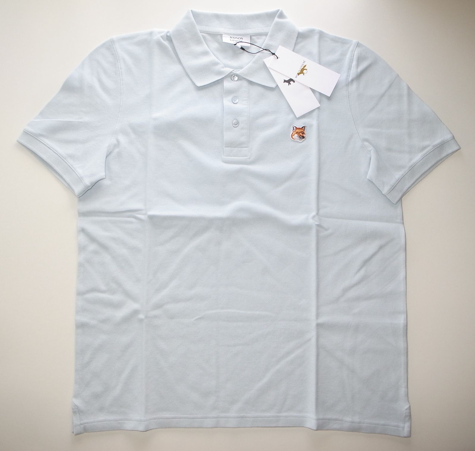 maison kitsune fox head patch classic polo ポロシャツ sizeM blue