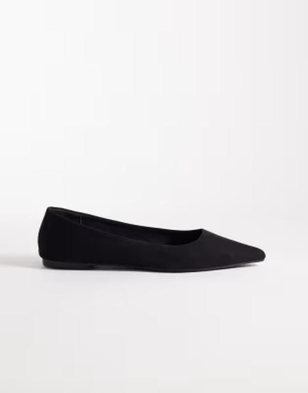 エイソス レディース シューズ パンプスエード ASOS DESIGN Lucky pointed ballet flatsuedette Black suedette ブラック