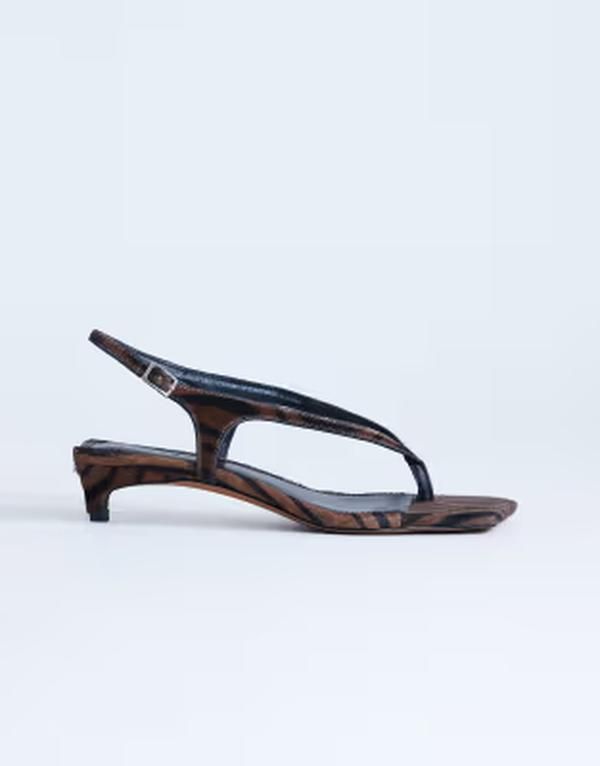 トップショップ レディース シューズ サンダル ヒール Topshop Sunshine toe thong mid heel sandals zebra Brown Zebra ブラウン
