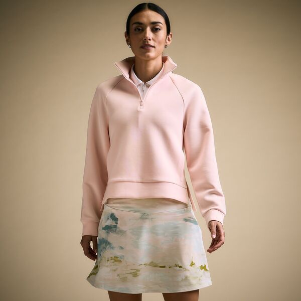 キャリー レディース アウター ジャケット・ブルゾン スウェット シャツ スキューバ CALIA Womens Golf Soft Scuba 14 Zip Sweatshirt Pink Darli