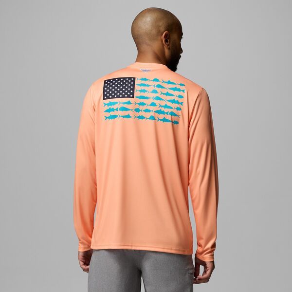 コロンビア メンズ トップス シャツ Columbia Mens PFG Terminal Tackle Fish Flag Long Sleeve Shirt Bright Nectar