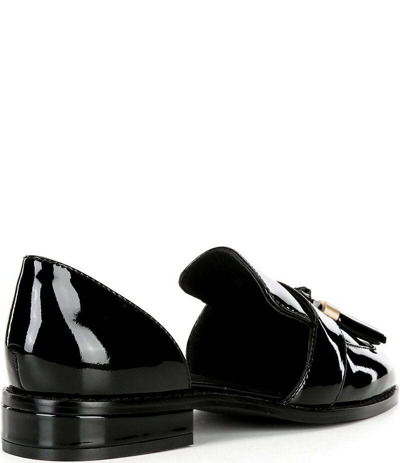 セシリア ニューヨーク レディース シューズ スリッポン・ローファー レザー Cecelia New York Linear Patent Leather Tassel dOrsay Flats Bl