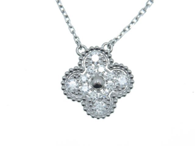 Van Cleef & Arpels ヴァンクリーフ＆アーペル ジュエリー ヴィンテージアルハンブラNC/WG/パヴェD/5.4g 貴金属･宝石 VCARA46100 ネックレス K18ホワイトゴールド K18WG ホワイトゴールド ユニセックス【中古】