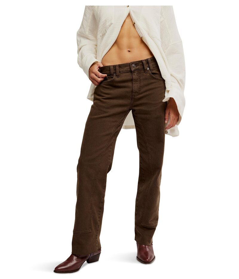 フリーピープル レディース ボトムス デニムパンツ Free People Risk Taker MidRise Straight Workwear Brown ブラウン