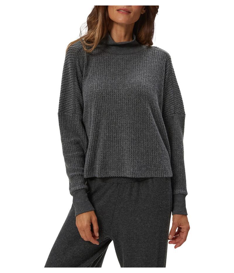 マイケルスターズ レディース アウター ニット・セーター モックネック Michael Stars Wynn Mock Neck Long Sleeve Charcoal チャコール