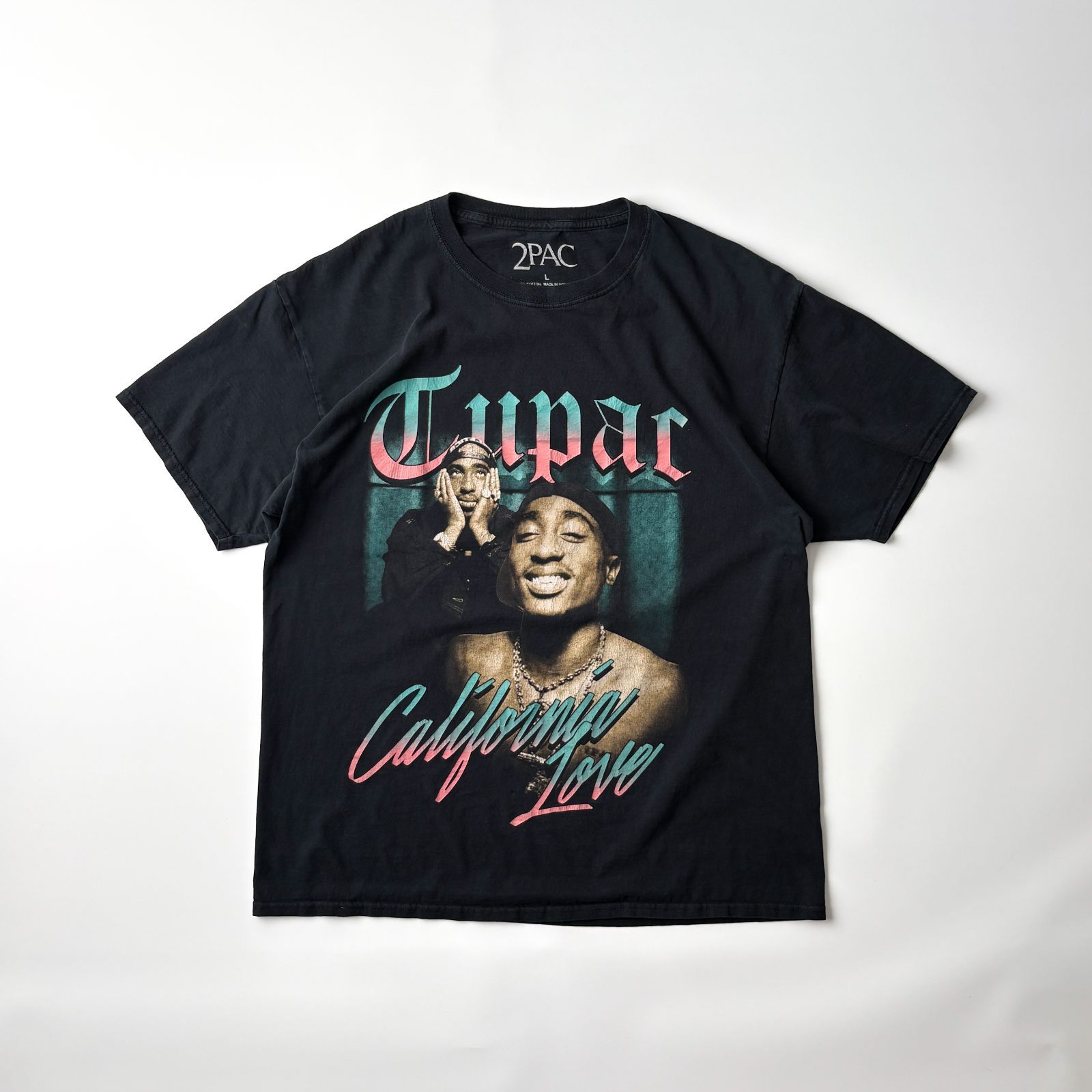 2PAC ラップTシャツ L ブラック 大判プリント トゥーパック Y2K 