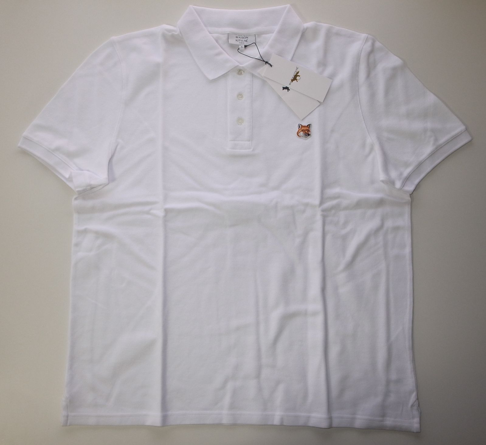 maison kitsune fox head patch classic polo ポロシャツ sizeXL white