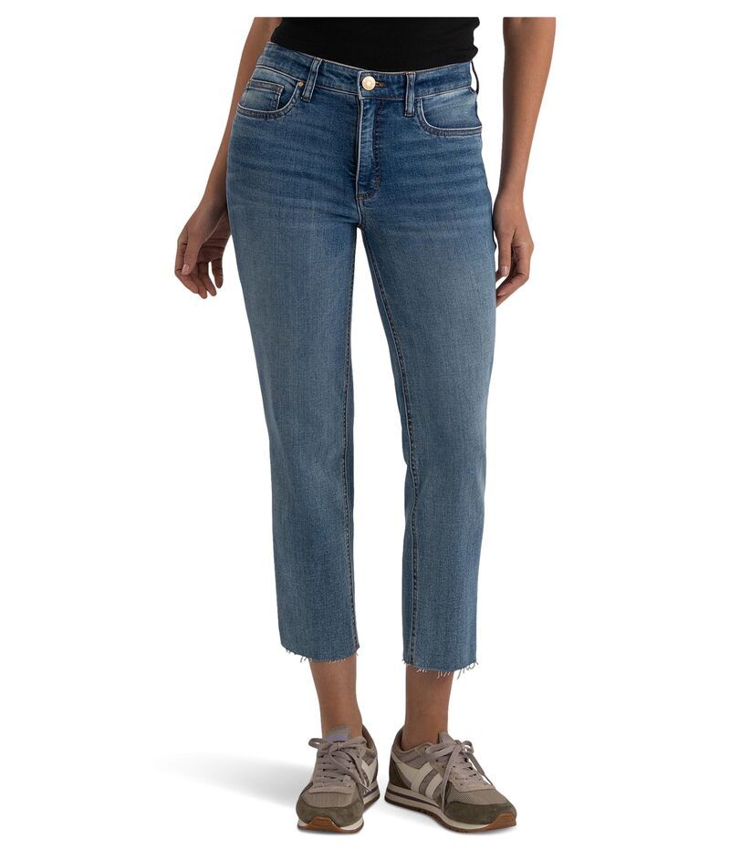 カットフロムザクロス レディース ボトムス デニムパンツ KUT from the Kloth Rachael HighRise Fab Mom Raw Hem in Optic Adherent ホ