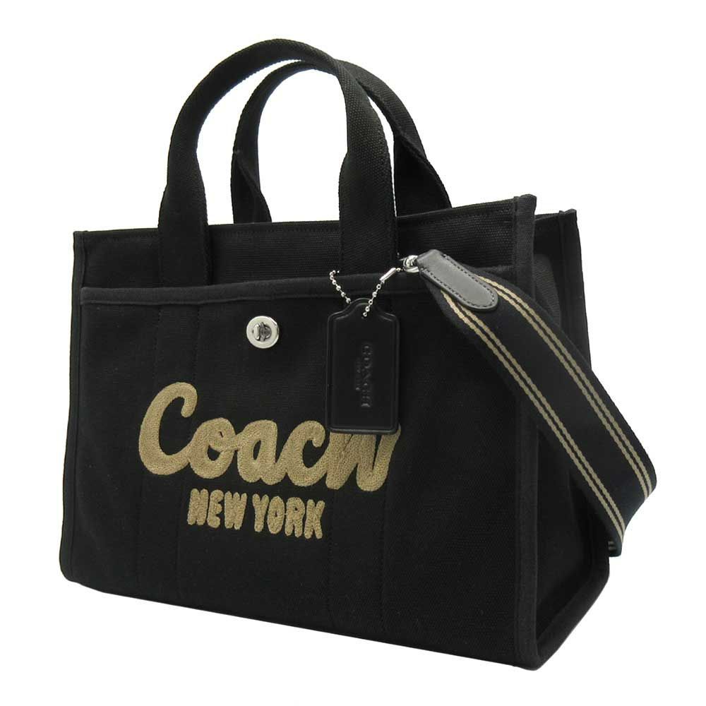 【新品】コーチ CP158 LHBLK バッグ トートバッグ COACH カーゴ トート キャンバス ロゴ刺繍 2WAY 斜め掛け A4対応 レディース