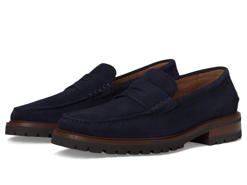 ジョンストンアンドマーフィー メンズ シューズ スリッポン・ローファー Johnston Murphy Collier Penny Navy Suede ネイビー