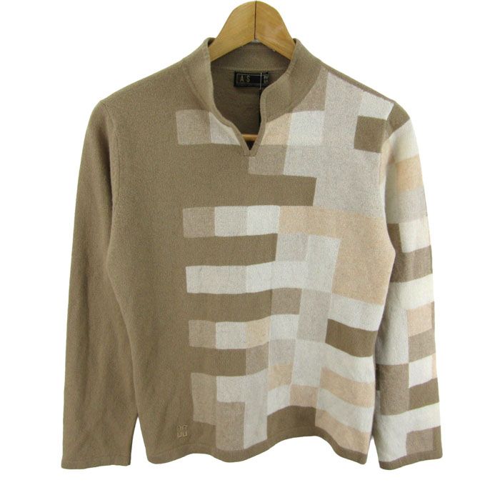 ダックス ニット トップス 長袖 ハイネック カシミヤ混 レディース Lサイズ ベージュ DAKS