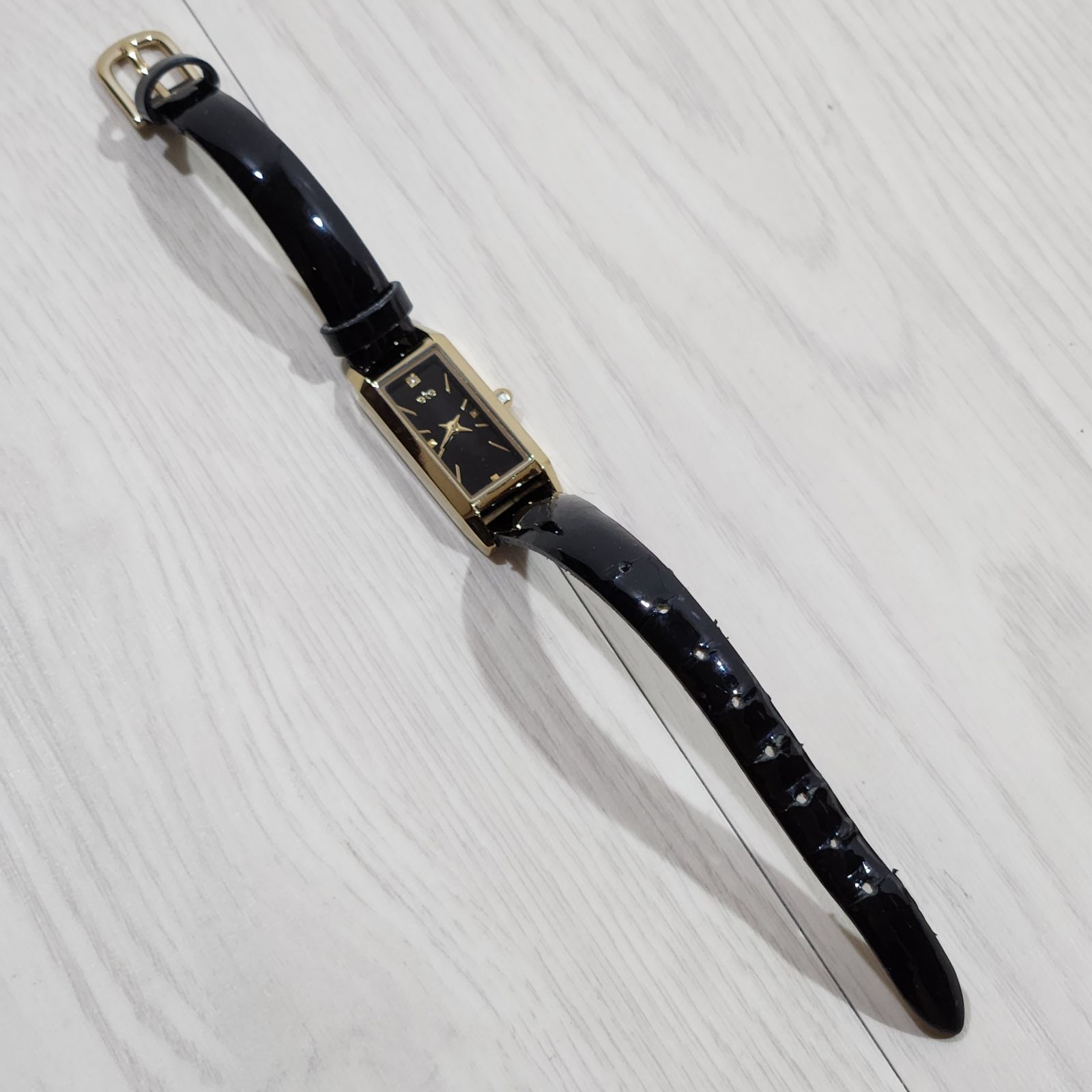 ete エテ ダイアモンド ゴールド レクタングル エナメル ブラック